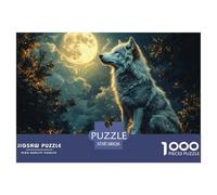 Puzzle 1000 Piezas LoboJuego Educativo Entretenimento Multicolor Under The Moon Regalo, Diversión Para Adultos Y Niños Mayores 38x26cm/1000pcs