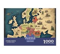 Puzzle 1000 Piezas Mapa de Europa, Desafío, Juguete Entretenimento Multicolor Painting Juego Familiar Regalo Juguete Colorido Para Niños De 8 A 12 Años 70x50cm/1000pcs