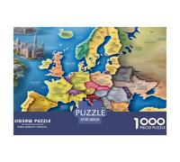 Puzzle 1000 Piezas Mapa de EuropaJuego Educativo Entretenimento Multicolor Painting Regalo Creativo Para La Relajación Clásicos Para Adultos Y Niños A Partir De 12 Años Puzzle 38x26cm/1000pcs