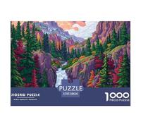 Puzzle 1000 Piezas Montañas y CascadasJuego Educativo Entretenimento Multicolor Snow Mountain and Forest Regalo Creativo Para La Relajación Juguete Colorido Para Niños De 8 A 12 Años 38x26cm/100