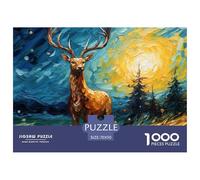 Puzzle 1000 Piezas Oil Painting ElkJuego Educativo Entretenimento Multicolor Animales de la selvaJuego Familiar Regalo Clásicos Para Adultos Y Niños A Partir De 12 Años Puzzle 70x50cm/1000pcs