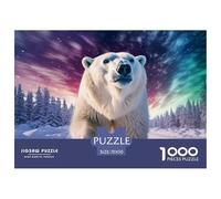 Puzzle 1000 Piezas OSO PolarJuego Educativo Pasatiempo Creativo Luces Del NorteRegalo Creativo Para La Relajación Para Adultos Y Niños Mayores 70x50cm/1000pcs