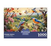 Puzzle 1000 Piezas Pájaros y floresJuego Educativo Pasatiempo Creativo Magpies and Birds Regalo Creativo Para La Relajación Para Adultos Y Niños Mayores De 12 Años 38x26cm/1000pcs