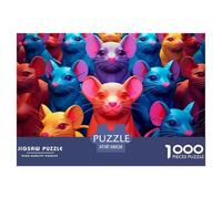 Puzzle 1000 Piezas Ratones lindosJuego Educativo Pasatiempo Creativo Cartoon RatónRegalo Creativo Para La Relajación Juguete Colorido Para Niños De 8 A 12 Años 38x26cm/1000pcs