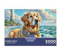 Puzzle 1000 Piezas Retriever doradoJuego Educativo Entretenimento Multicolor Coastal FaroJuego Familiar Regalo Clásicos Para Adultos Y Niños A Partir De 12 Años Puzzle 38x26cm/1000pcs