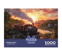 Puzzle 1000 Piezas tren vaporJuego Educativo Pasatiempo Creativo Nostalgic Locomotive Regalo, Diversión Para Adultos Y Niños Mayores De 12 Años 70x50cm/1000pcs