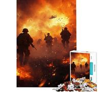 Puzzle 1000 Soldats dans la Tempête de Feu Défi Cérébral et Intellectuel Jeu Addictif et Relaxant Décoration Parfaite Cadeau de Père Noël Secret (Dimensions 75x50cm)