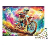 Puzzle 1000pc Moto Adultes Motocross Cavalier Fleurs Coucher de Soleil Oiseaux Premium Épais Robuste Vibrant Difficile Anti-Stress Cadeau 38x26cm