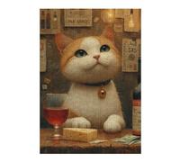Puzzle 1000pcs(38x26cm) pour Adolescents Cat with Cheese and Wine Puzzle pour Adultes Jeu Manuel Décoration Parfaite Cadeaux d'anniversaire Et Cadeaux Uniques 1000pcs(38x26cm)