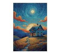 Puzzle 1000pcs(38x26cm) pour Adolescents Cozy Moonlit Cottage Scene Puzzles pour Adultes Jeux Relaxants Cadeau d'anniversaire Stimule Le Cerveau 1000pcs(38x26cm)