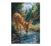 Puzzle 1000pcs(38x26cm) pour Adolescents Deer Drinking Water in Forest-1 Puzzle pour Adultes Jeu Manuel Défi Difficile Interaction Parent-Enfant 1000pcs(38x26cm)