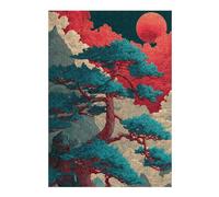 Puzzle 1000pcs(38x26cm) Red Moon Rising Mystical Landscape Puzzles pour Adolescents Jouets Anti-Stress Une Œuvre d'art Cadeaux Uniques pour Un Anniversaire Et Noël 1000pcs(38x26cm)