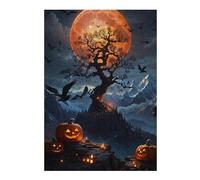 Puzzle 1000pcs(38x26cm) S Halloween Moonlit Mountain Puzzle Jeux Relaxants, Assemblage De Motifs, Idéal comme Cadeau pour Toute La Famille 1000pcs(38x26cm) S