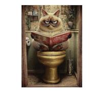 Puzzle 1000pcs(52x38cm) Grumpy Cat Reading Book on Toilet Puzzles pour Adolescents Jouets Anti-Stress Une Œuvre d'art Cadeaux Uniques pour Un Anniversaire Et Noël 1000pcs(52x38cm)
