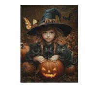 Puzzle 1000pcs(52x38cm) Halloween Witch with Black Cats -1 Puzzles pour Adolescents Jouets Anti-Stress Une Œuvre d'art Cadeaux Uniques pour Un Anniversaire Et Noël 1000pcs(52x38cm)