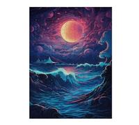 Puzzle 1000pcs(52x38cm) Ocean Waves Under Moonlight Puzzles pour Adolescents Jouets Anti-Stress Une Œuvre d'art Cadeaux Uniques pour Un Anniversaire Et Noël 1000pcs(52x38cm)