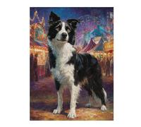 Puzzle 1000pcs(52x38cm) pour Adolescents Border Collie Carnival Celebration Puzzles pour Adultes Jeux Relaxants Anti-Stress Cadeaux Uniques pour Anniversaire Et Noël 1000pcs(52x38cm)