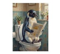 Puzzle 1000pcs(52x38cm) pour Adolescents Penguin Reading Newspaper on Toilet Puzzle Jeux De Famille Décoration Idéale, Cadeau Parfait pour Toute La Famille 1000pcs(52x38cm)