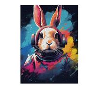 Puzzle 1000pcs(52x38cm) pour Adolescents Space Bunny DJ Headphones Puzzles pour Adultes Jeux Relaxants Cadeau d'anniversaire Stimule Le Cerveau 1000pcs(52x38cm)