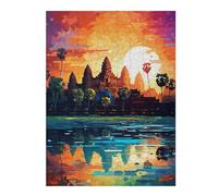 Puzzle 1000pcs(52x38cm) pour Adultes Angkor Wat Sunset Reflections -4 Jeu De Puzzle Casse-tête pour S'amuser en Famille Et Stimuler Le Cerveau 1000pcs(52x38cm)
