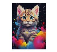 Puzzle 1000pcs(52x38cm) pour Adultes Colorful Painted Kitten Art Jeu De Puzzle Casse-tête pour S'amuser en Famille Et Stimuler Le Cerveau 1000pcs(52x38cm)