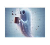 Puzzle 1000pcs(52x38cm) pour Adultes Ghost with Coffee Cup Puzzle pour Adultes Jeux Relaxants Vacances À La Maison Tuer Le Temps Faire Travailler Le Cerveau 1000pcs(52x38cm)