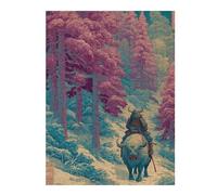Puzzle 1000pcs(52x38cm) pour Adultes Samurai Warrior on Bull in Forest Adolescents Puzzles Jeux De Détente Cadeaux pour Femmes Cadeaux d'anniversaire Uniques 1000pcs(52x38cm)