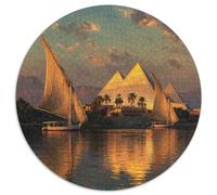 Puzzle 1000pcs (67.5x67.5cm) pour Adultes Bateaux en Papyrus sur Le Nil, Pyramides de l'Égypte Antique,pour Femmes Et Hommes,Planche en Bois,Verrouillage De Précision