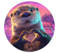 Puzzle 1000pcs (67.5x67.5cm) pour Adultes Cute Little Loutre,pour Femmes Et Hommes,Planche en Bois,Verrouillage De Précision en Forme de cœur