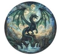 Puzzle 1000pcs (67.5x67.5cm) pour Adultes Dragon, Lac mystérieux,pour Femmes Et Hommes,Planche en Bois,Verrouillage De Précision Motif de Rune Ancienne