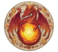 Puzzle 1000pcs (67.5x67.5cm) pour Adultes Dragon Rouge, Flaming Ball,pour Femmes Et Hommes,Planche en Bois,Verrouillage De Précision Motif circulaires and Runes