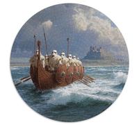 Puzzle 1000pcs (67.5x67.5cm) pour Adultes Drakkars Vikings naviguant dans Les eaux du Nord-est de l'Angleterre,pour Femmes Et Hommes,Planche en Bois,Verrouillage De Précision