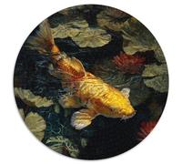 Puzzle 1000pcs (67.5x67.5cm) pour Adultes Golden Koï Flows Down The Water,pour Femmes Et Hommes,Planche en Bois,Verrouillage De Précision Lotus