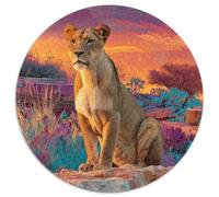 Puzzle 1000pcs (67.5x67.5cm) pour Adultes Lionne,pour Femmes Et Hommes,Planche en Bois,Verrouillage De Précision Oasis colorée du désert