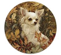 Puzzle 1000pcs (67.5x67.5cm) pour Adultes Longue Queue Blanche-Haired Chihuahua Surrounded by Feuilles d'automne,pour Femmes Et Hommes,Planche en Bois,Verrouillage De Précision