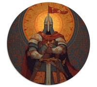 Puzzle 1000pcs (67.5x67.5cm) pour Adultes Masque héroïque d'un Guerrier du XIIIe siècle Portant Une Armure et Tenant Une Immense épée,pour Femmes Et Hommes,Planche en Bois,Verrouillage De Précision