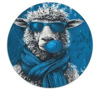 Puzzle 1000pcs (67.5x67.5cm) pour Adultes Mouton Blanc Duveteux et Mignon, Style Pop Street Art,pour Femmes Et Hommes,Planche en Bois,Verrouillage De Précision