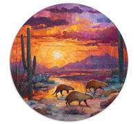 Puzzle 1000pcs (67.5x67.5cm) pour Adultes Paysage Mexicain,pour Femmes Et Hommes,Planche en Bois,Verrouillage De Précision Désert de Cactus, Adorable Capybara