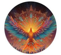 Puzzle 1000pcs (67.5x67.5cm) pour Adultes Phénix s'élevant Flammes, Mandalas et Motifs Tribaux,pour Femmes Et Hommes,Planche en Bois,Verrouillage De Précision