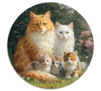 Puzzle 1000pcs (67.5x67.5cm) pour Adultes Portraits de Famille de Chats touchants,pour Femmes Et Hommes,Planche en Bois,Verrouillage De Précision