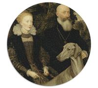 Puzzle 1000pcs (67.5x67.5cm) pour Adultes Portraits médiévaux et Chiens,pour Femmes Et Hommes,Planche en Bois,Verrouillage De Précision
