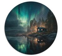Puzzle 1000pcs (67.5x67.5cm) pour Adultes Refuge de Montagne Navia,pour Femmes Et Hommes,Planche en Bois,Verrouillage De Précision Aurores boréales
