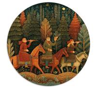 Puzzle 1000pcs (67.5x67.5cm) pour Adultes Scène de Chasse : Art Populaire Traditionnel du Peuple Sami,pour Femmes Et Hommes,Planche en Bois,Verrouillage De Précision