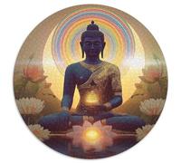 Puzzle 1000pcs (67.5x67.5cm) pour Adultes Statue de Bouddha, Blooming Pink Lotus,pour Femmes Et Hommes,Planche en Bois,Verrouillage De Précision