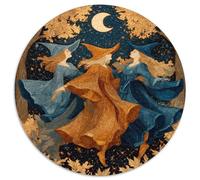 Puzzle 1000pcs (67.5x67.5cm) pour Adultes Trois Femmes en Robes fluides et Chapeaux Pointus,pour Femmes Et Hommes,Planche en Bois,Verrouillage De Précision