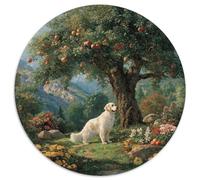 Puzzle 1000pcs (67.5x67.5cm) pour Adultes Un Golden Retriever Blanc sous Un Pommier.,pour Femmes Et Hommes,Planche en Bois,Verrouillage De Précision