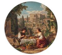 Puzzle 1000pcs (67.5x67.5cm) pour Adultes Un Jeune Couple Pique-niquant Devant Un Palais Italien,pour Femmes Et Hommes,Planche en Bois,Verrouillage De Précision