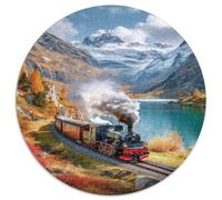 Puzzle 1000pcs (67.5x67.5cm) pour Adultes Un Train à Vapeur d'époque traversant Un Magnifique lac,pour Femmes Et Hommes,Planche en Bois,Verrouillage De Précision