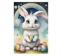 Puzzle 1000pcs(75x50cm) Easter Bunny with Rainbow Eggs Puzzle pour Adultes, Jeu De Réflexion, Cadeau d'anniversaire, Cadeaux Uniques pour Un Anniversaire Ou Noël 1000pcs(75x50cm)