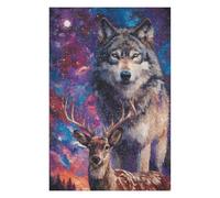 Puzzle 1000pcs(75x50cm) pour Adolescents Galactic Wolf and Deer Art Print -1 Puzzle pour Adultes Jeu Manuel Décoration Parfaite Cadeaux d'anniversaire Et Cadeaux Uniques 1000pcs(75x50cm)